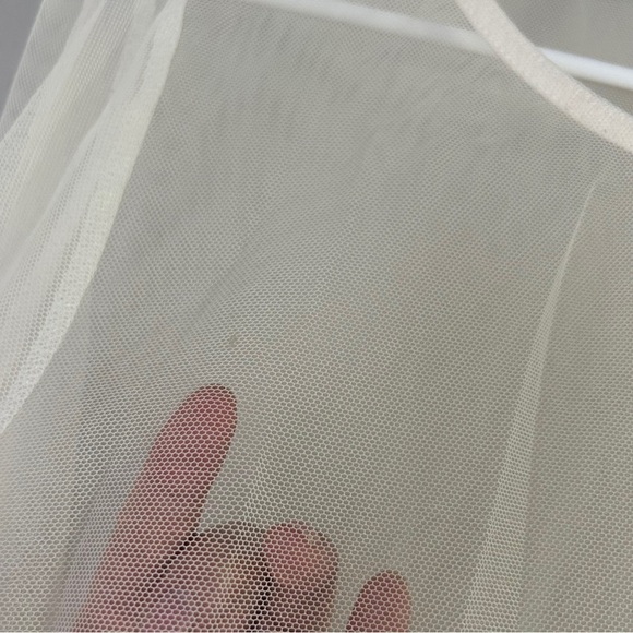 Ultra Pink OffWhite Cream Sheer Flowy Boho Bohemian Lace Blouse Summer Large - Picture 6 of 6